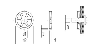Шайба для фиксации на гладкой шпильке STAR LOCK W-S сталь